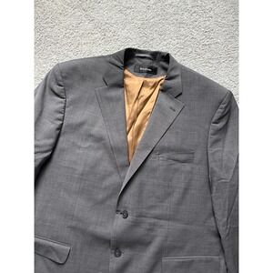 Benvenuto Mens Gray Pure Wool Two Button Suit Jacket Blazer Size 44 Long
